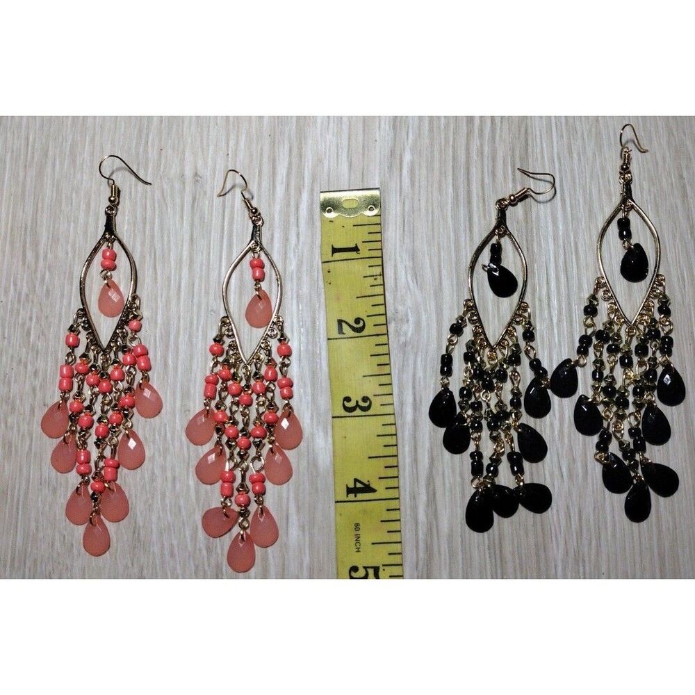 Handmade Chandelier Earrings (2pc Set) – Gold Tone Dangle Jewelry – New - Picture 2 of 4